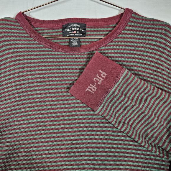 Polo Ralph Lauren Other - Polo Jeans Ralph Lauren Shirt Mens XL Red Green Stripe Thermal Waffle Knit